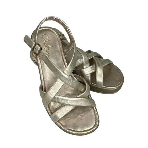 Cole Haan Regina w/Nike Air Insoles LeatherPlatform Gold Metallic Sandals SZ 8B - Picture 4 of 15